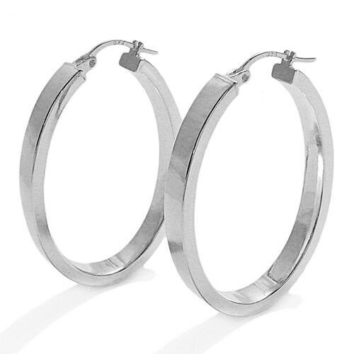 Macy's Sterling Silver Earrings
 925 Sterling Silver Squared Flat Oval Hoop Earrings 2