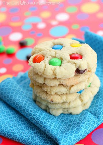 M&amp;M Sugar Cookies
 Chewy M Sugar Cookies via The Girl Who Ate Everything