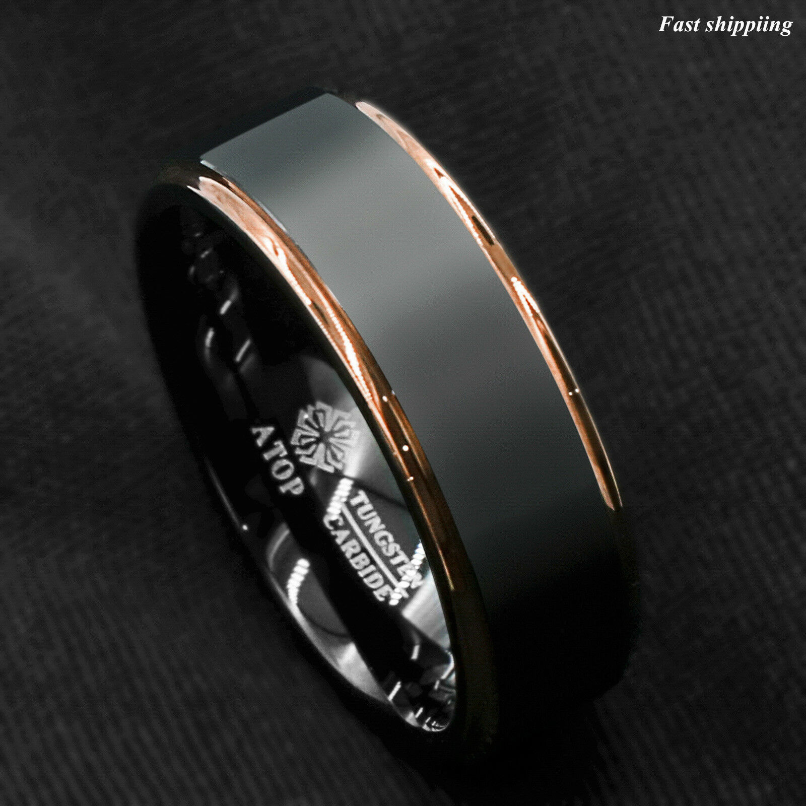 Mens Black Wedding Rings
 Tungsten Carbide ring rose gold black brushed Wedding Band