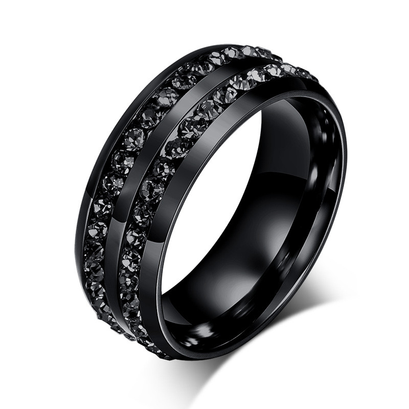 Mens Black Wedding Rings
 New Fashion Men Rings Black Crystyal Rings Stainless Steel