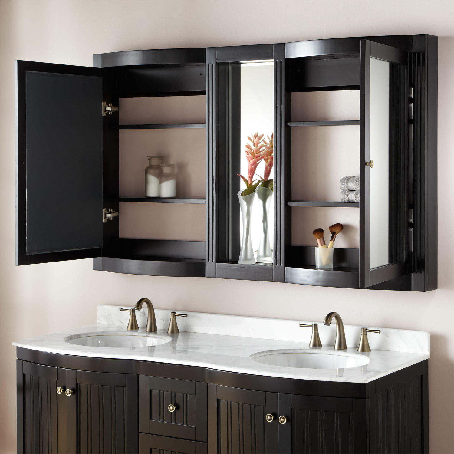 Mirror Cabinet Bathroom
 60" Palmetto Espresso Double Vanity Bathroom