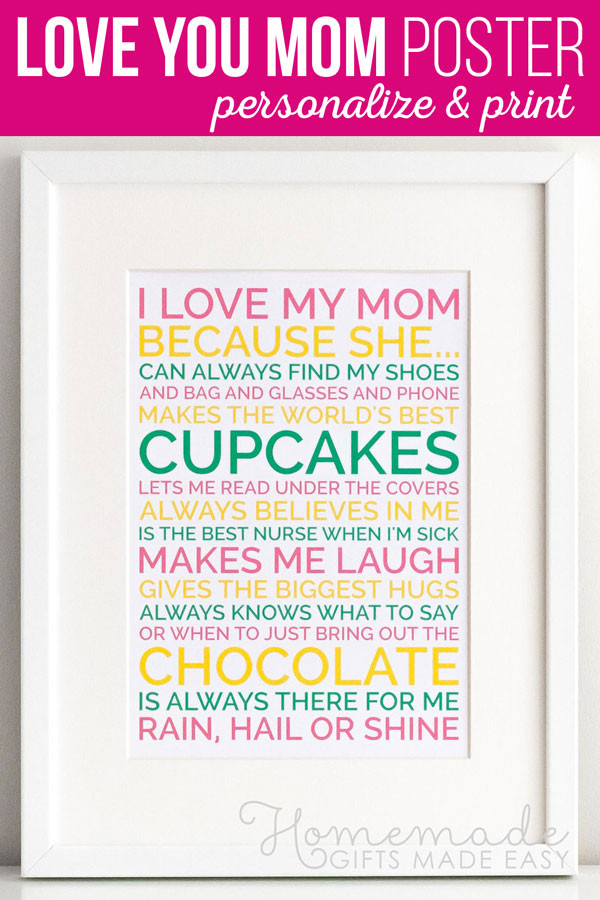 Mother's Day Gifts On A Budget
 Mothers Day Personalized Poster Gift