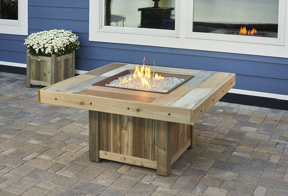 Outdoor Firepit Table
 Vintage Square Gas Fire Pit Table VNG 2424BRN