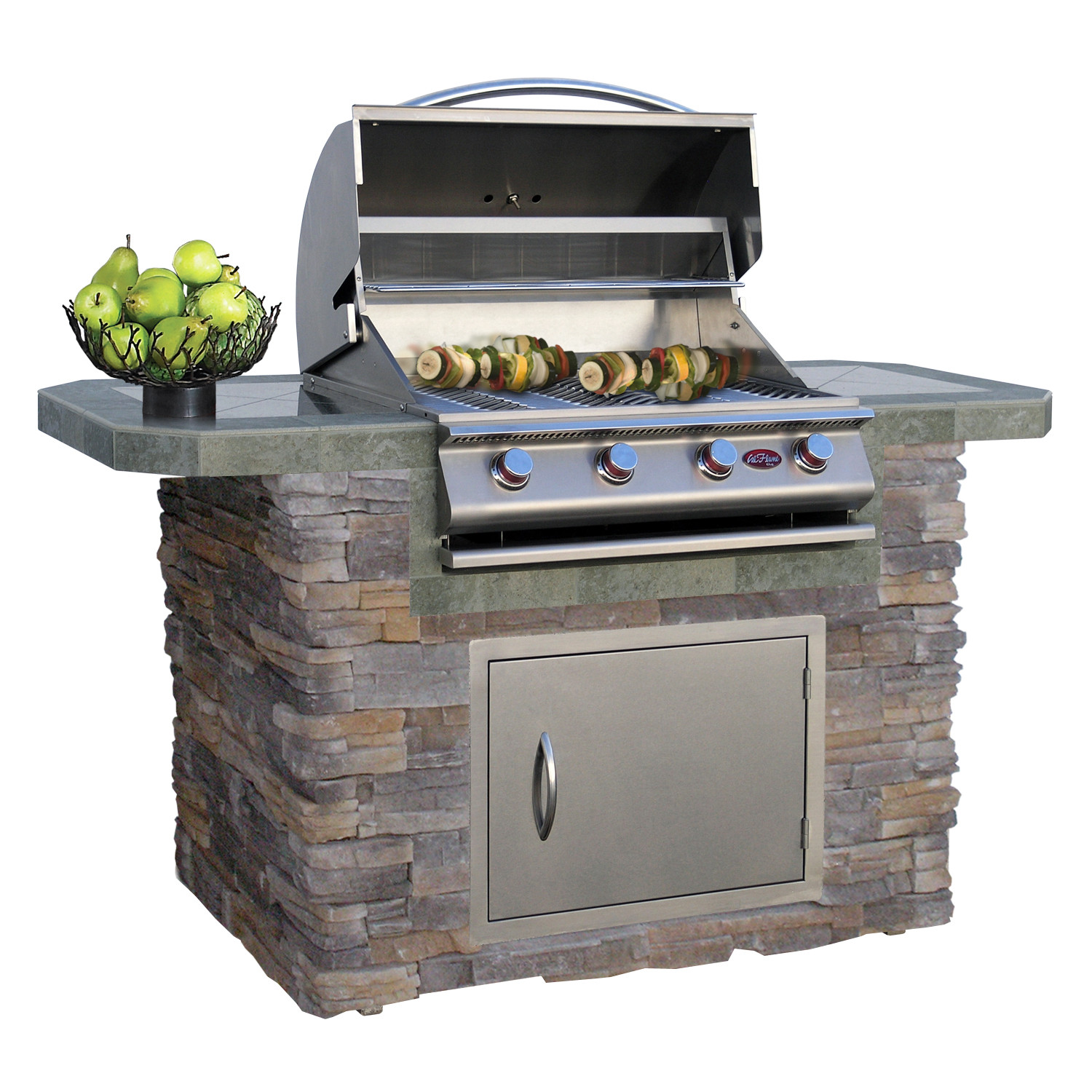 Outdoor Kitchen Grill Island
 Cal Flame 6 Natural Stone and Tile Grill Island with 4