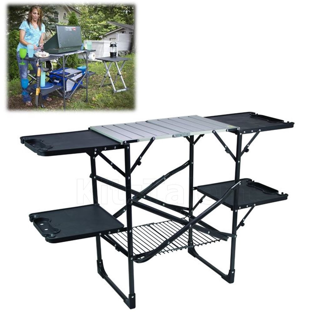 Outdoor Kitchen Table
 Camping Kitchen Cooking Table Station Portable Folding