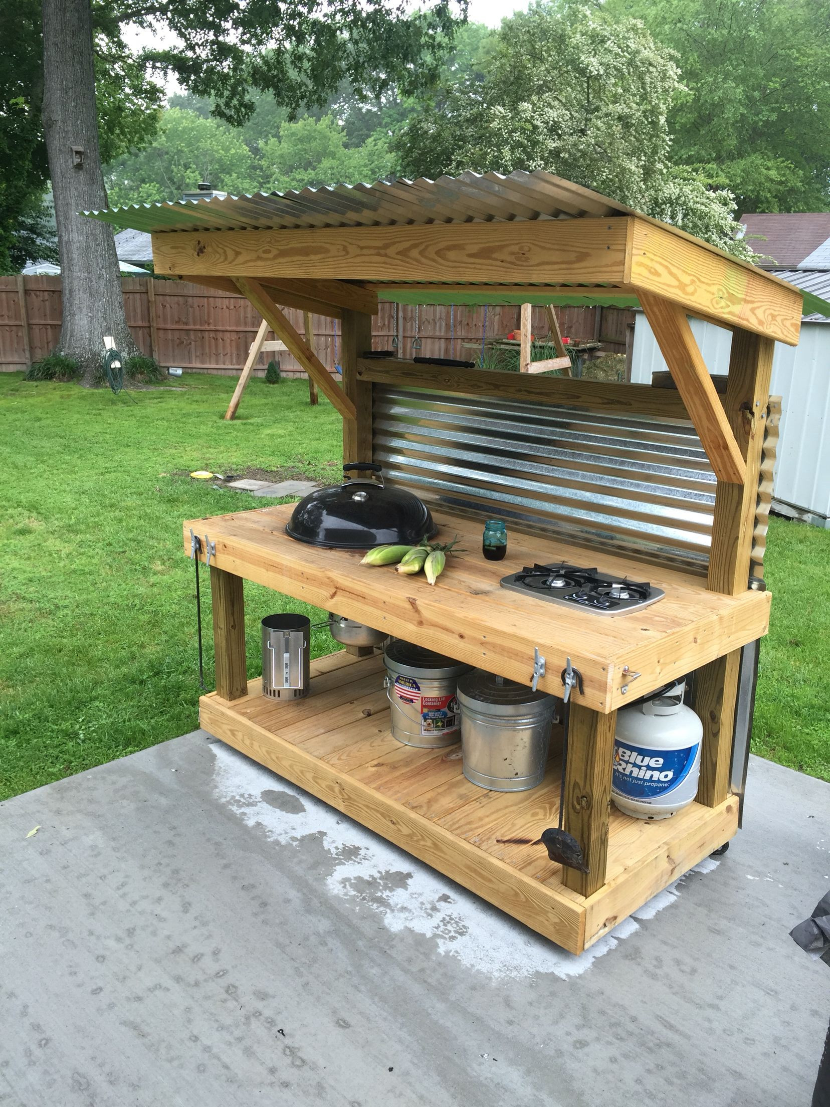 Outdoor Kitchen Table
 Weber Kettle Homemade Cart Table The BBQ BRETHREN FORUMS