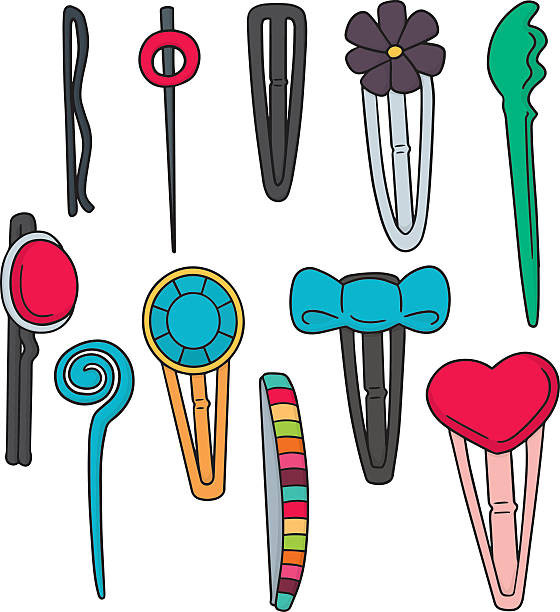 Pins Illustration
 Best Hair Accessories Illustrations Royalty Free Vector