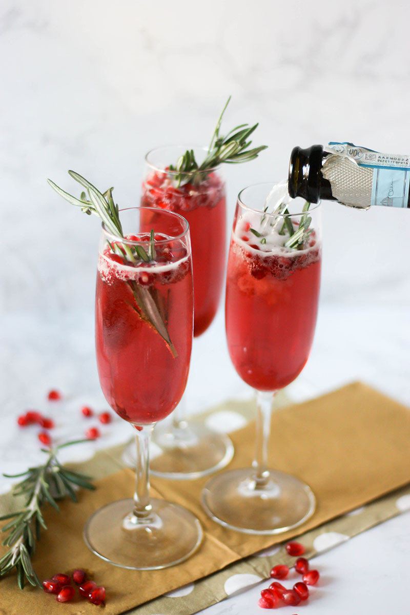 Pomegranate Cocktails Recipes
 Pomegranate Champagne Cocktails with Rosemary SoFabFood