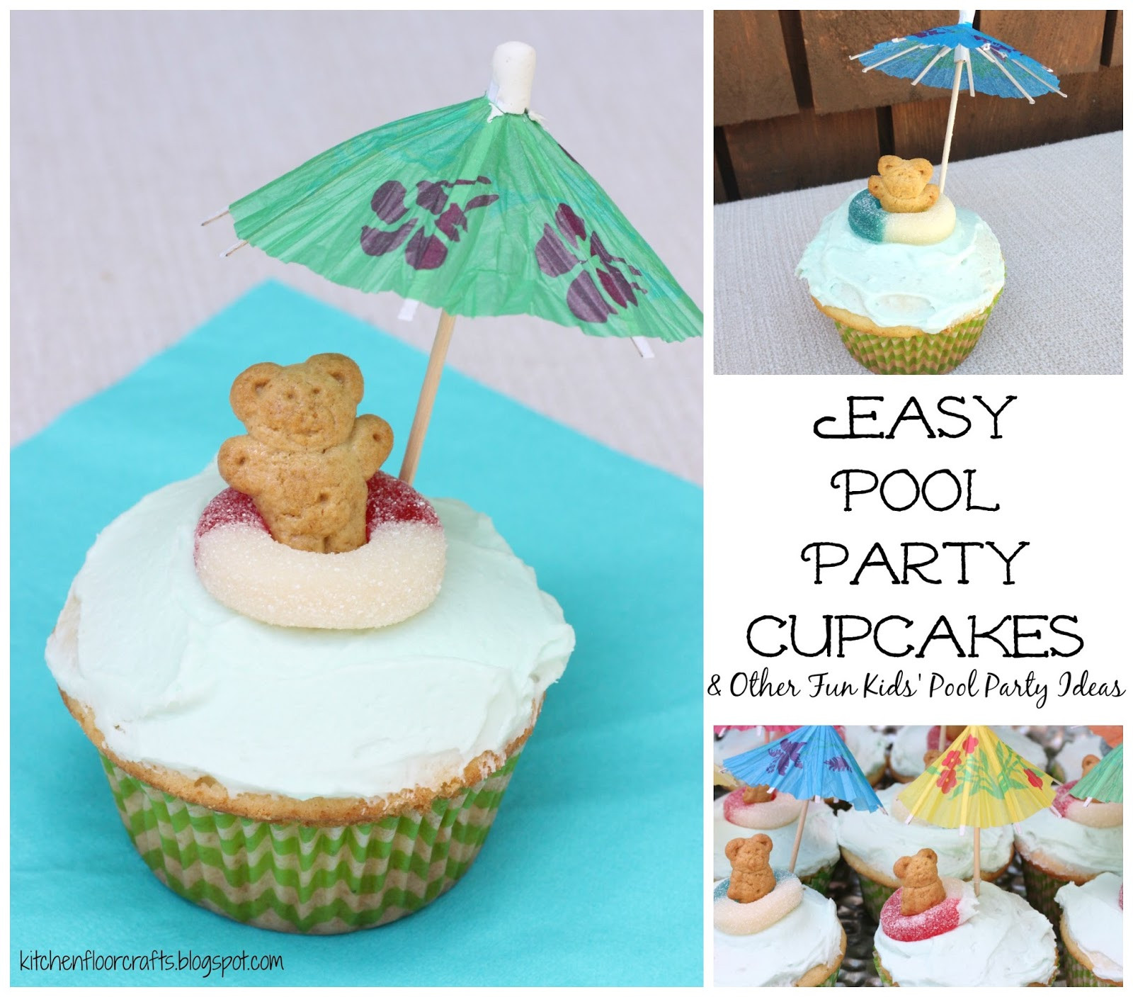 Pool Party Cupcake Ideas
 Kitchen Floor Crafts Easy Pool Party Cupcakes & Pool