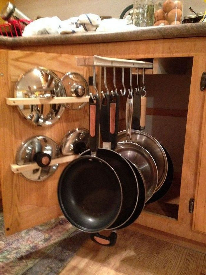 Pots And Pans Organizer DIY
 Pots and Pans Rack Kitchen Ideas