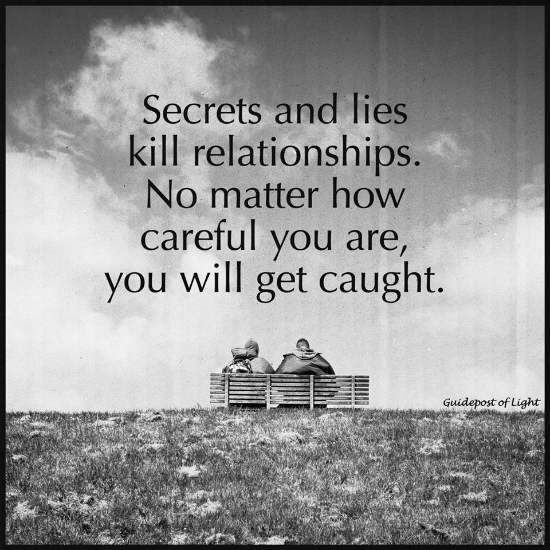 Quotes About Lies In A Relationship
 No secrets and lies kill relationships No matter how