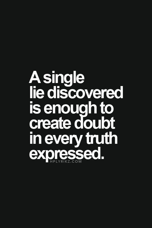 Quotes About Lies In A Relationship
 A single lie discovered is enough to create doubt in