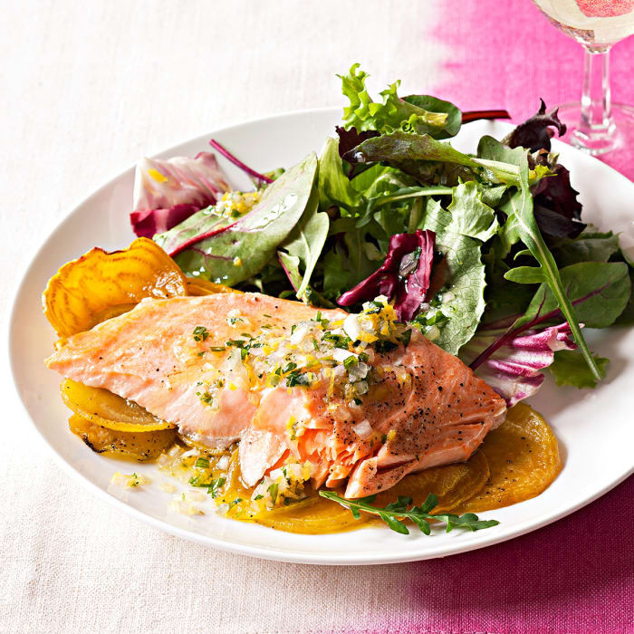 Rachael Ray Smoked Salmon Dip
 Roasted Salmon and Golden Beets Rachael Ray Every Day