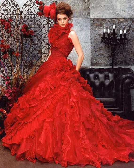 Red Ball Gown Wedding Dresses
 WhiteAzalea Ball Gowns Ball Gown Prom Dresses with Flame Red