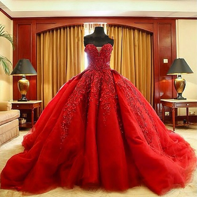 Red Ball Gown Wedding Dresses
 Charming Ball Gown Red Wedding Dresses y Sweetheart