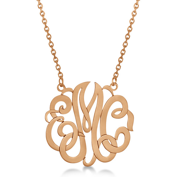 Rose Gold Monogram Necklace
 Personalized Monogram Pendant Necklace in 14k Rose Gold NG19