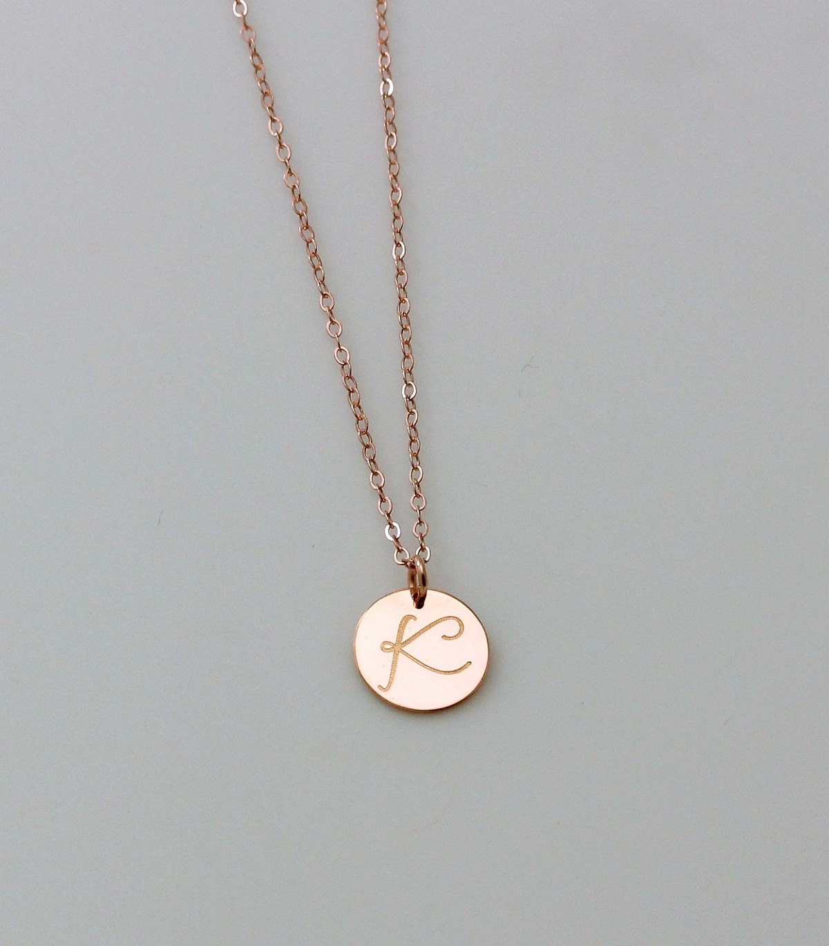 Rose Gold Monogram Necklace
 Personalized Circle Necklace Rose Gold Initial Necklace