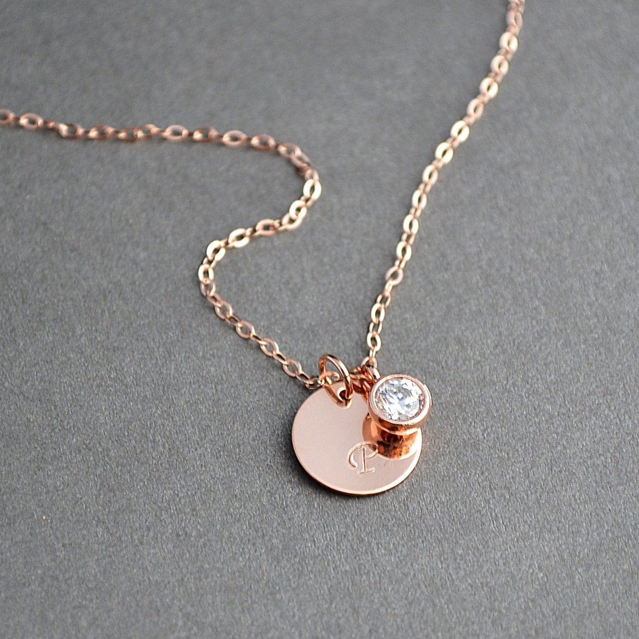 Rose Gold Monogram Necklace
 Rose Gold Initial Necklace Personalized Necklace Bridesmaid
