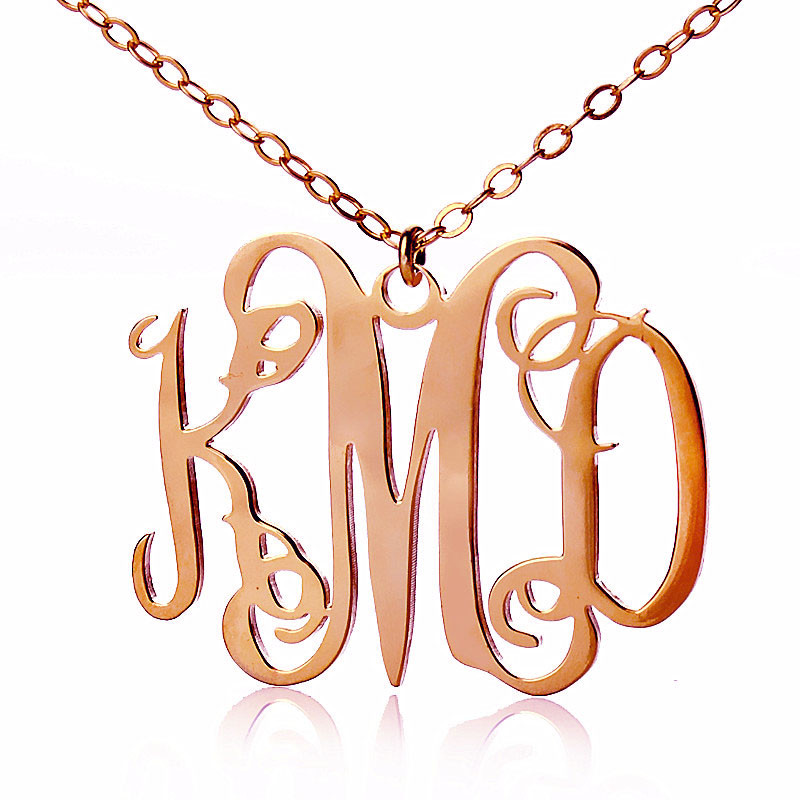Rose Gold Monogram Necklace
 Rose Gold Taylor Swift Style Personalized Monogram Necklace