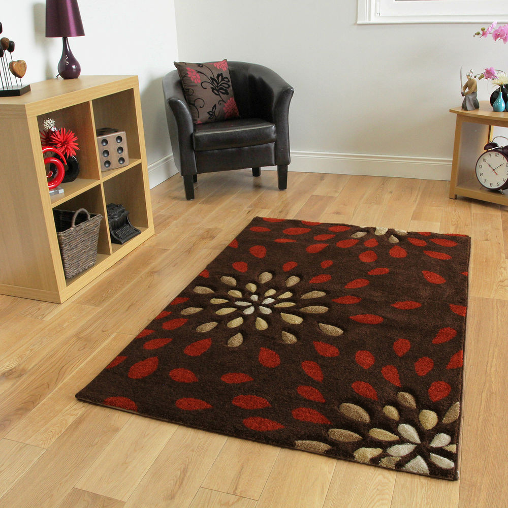 Rugs For Living Room Cheap
 Small Terracotta Floral Modern Rugs Soft Easy Clean