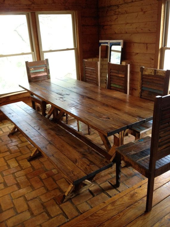 Rustic Kitchen Tables With Bench
 Rustic Dining Table by LillyPadEnterprises on Etsy $500