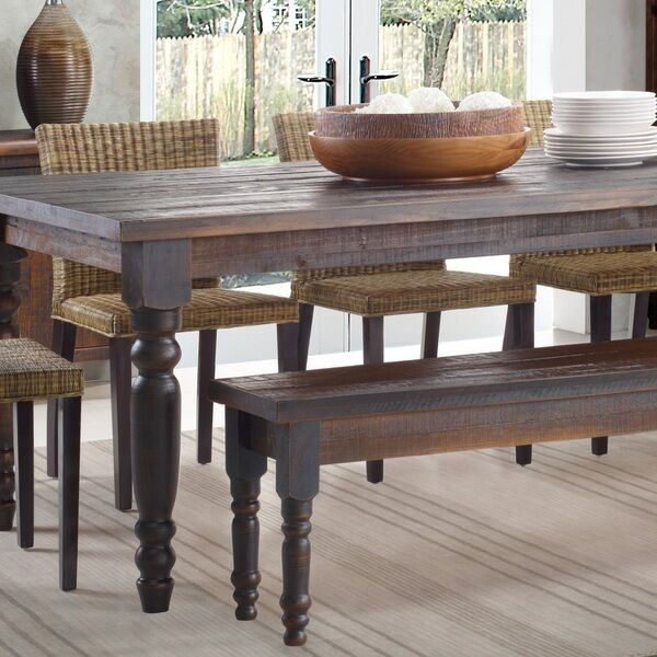 Rustic Kitchen Tables With Bench
 Rustic Wood Dining Table Bench Solid Distressed Look