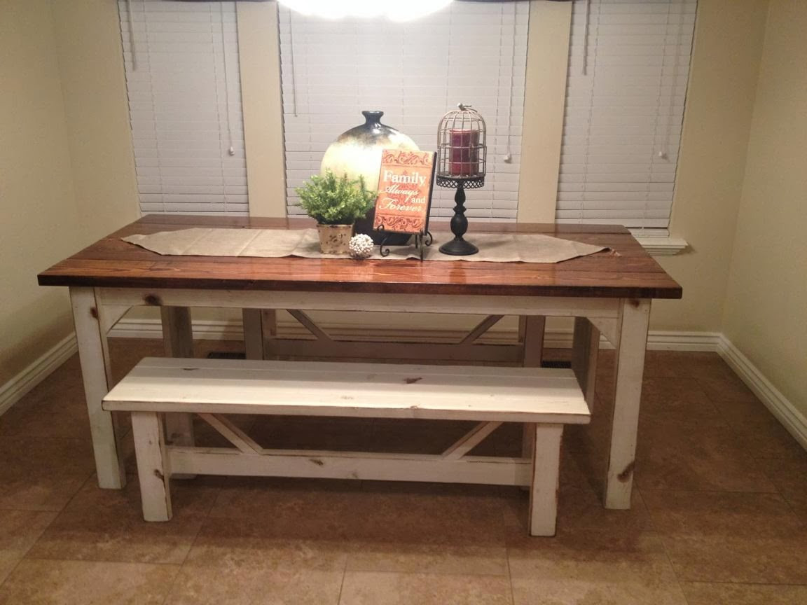 Rustic Kitchen Tables With Bench
 Rustic Nail Farm style kitchen table and benches to match