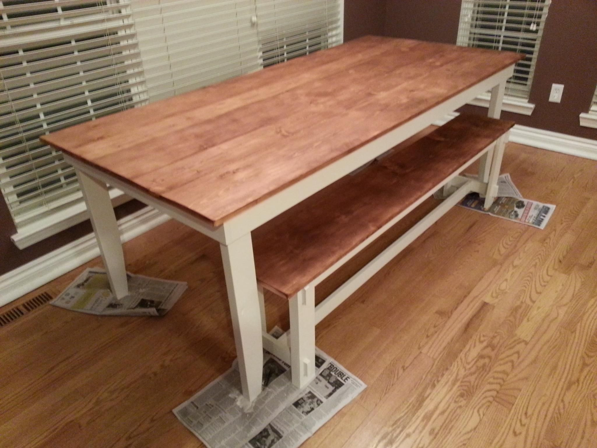 Rustic Kitchen Tables With Bench
 Rustic Table and Bench minwax honey stain