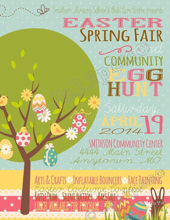 School Easter Party Ideas
 Easter Egg Hunt Spring Fair Poster Advertisement