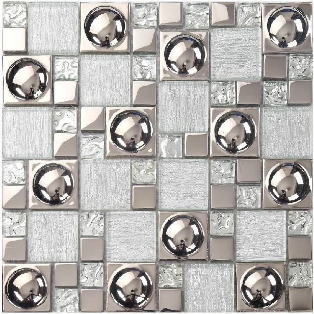 Silver Bathroom Wall Decor
 Silver glass tile backsplash kitchen ideas bathroom mirror