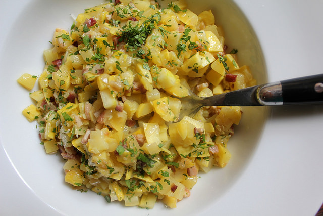 Summer Squash Risotto
 Summer Squash “Risotto” with Bacon and Shallot – Not