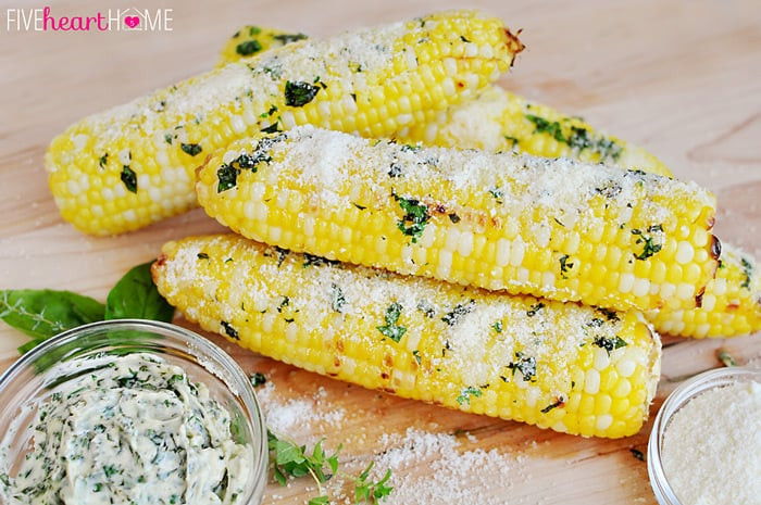 Sweet Corn On The Grill
 Grilled Sweet Corn with Italian Herb Butter & Parmesan