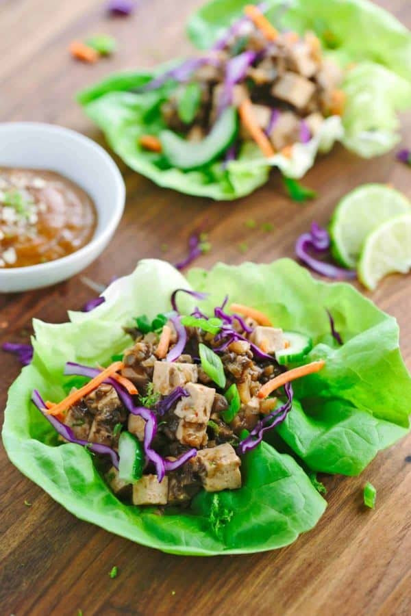 Tofu Lettuce Wraps Recipes
 Healthy Asian Tofu Lettuce Wraps with Peanut Sauce