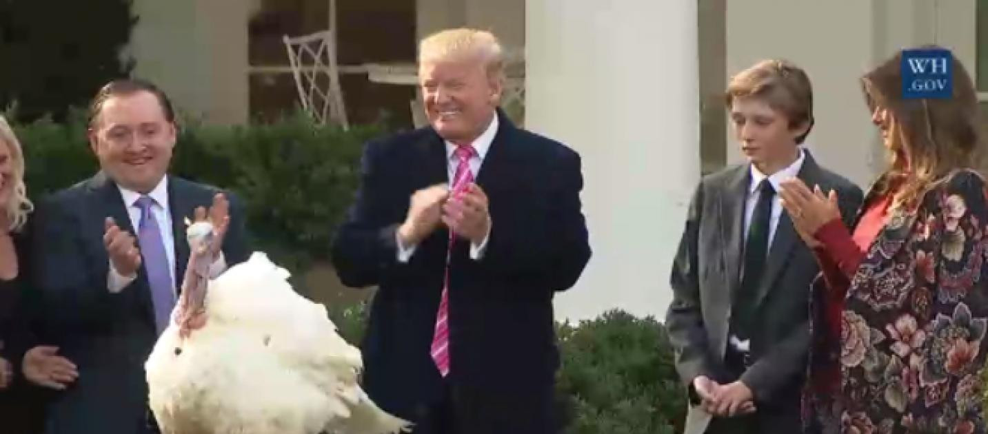 Trump Thanksgiving Turkey
 Trump roasted on Twitter after awkward Thanksgiving turkey