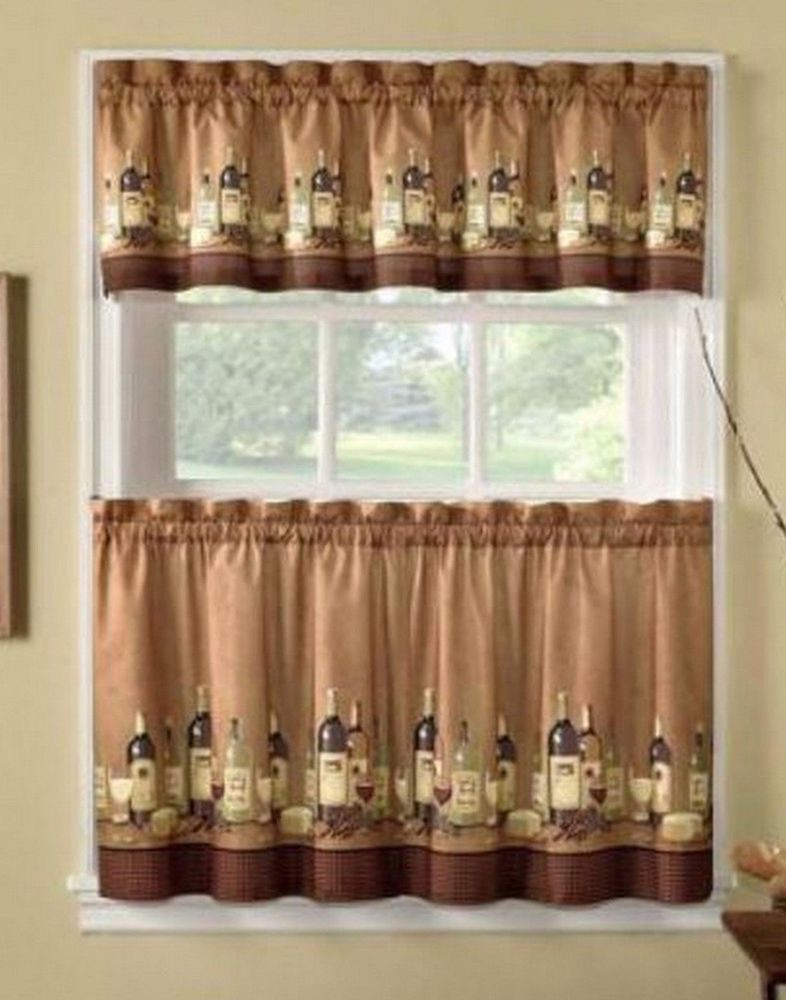 Tuscan Kitchen Curtains
 Wines Wine Bottles Tuscany 36L Tiers Valance Kitchen
