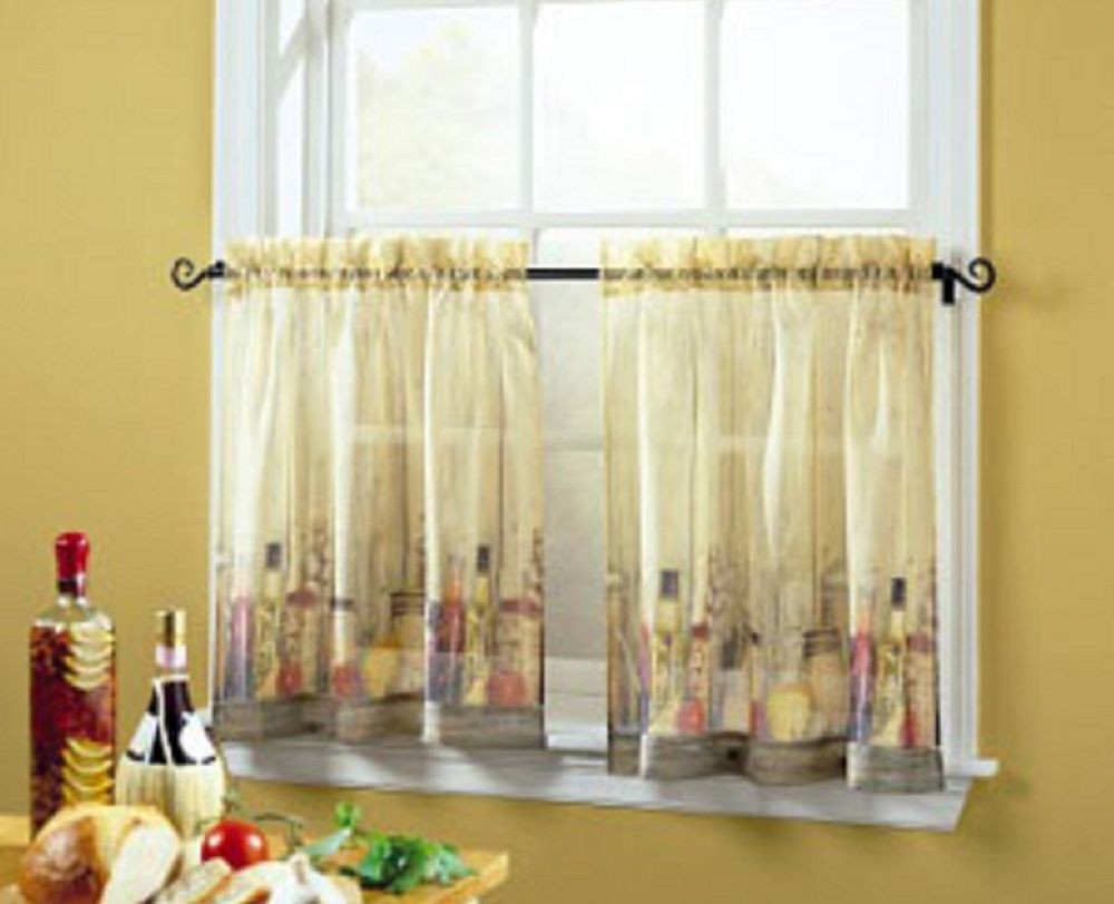 Tuscan Kitchen Curtains
 Tuscany Tuscan Oil Cheese Garlic Kitchen Curtains 24L