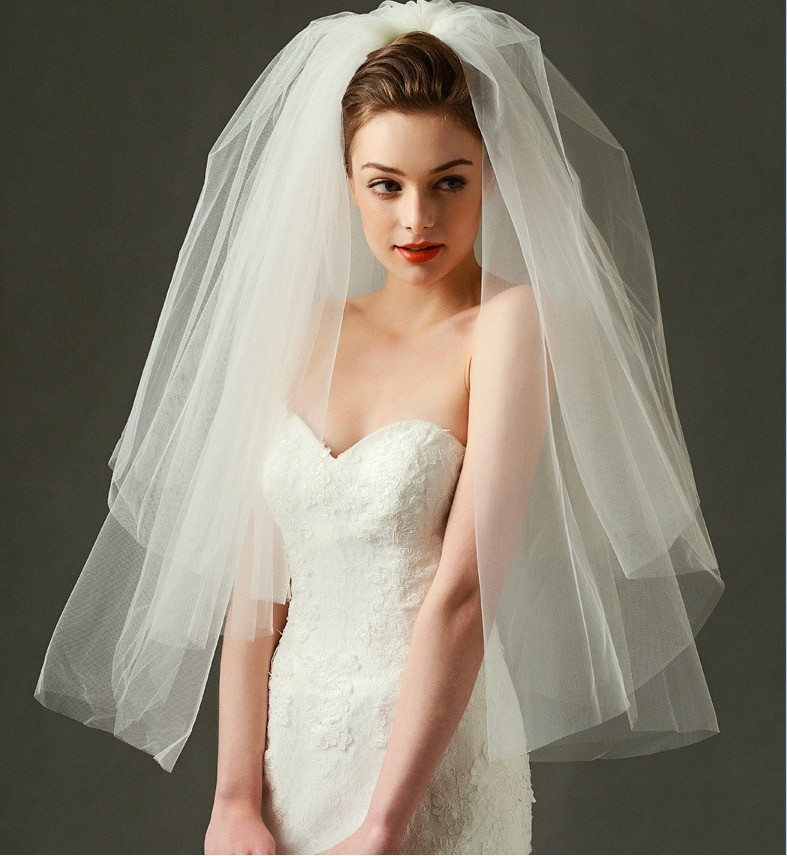 Veils For Short Wedding Dresses
 wedding veil 2017 fluffy bridal veil two layers short veil