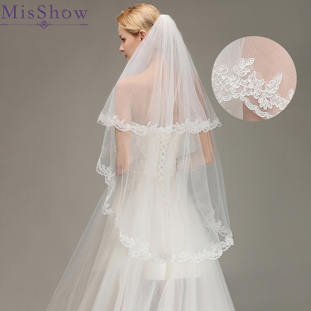 Veils For Short Wedding Dresses
 Aliexpress Buy Stock Romantic Short wedding veils