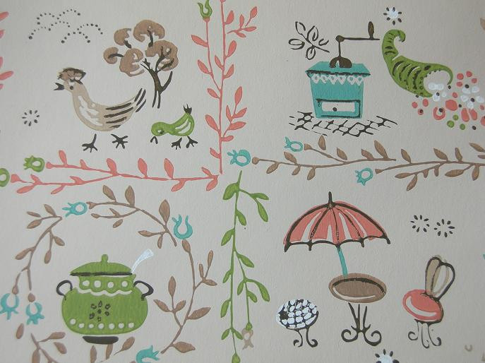 Vintage Kitchen Wallpaper
 Vintage wallpaper for your 50s kitchen and bath another