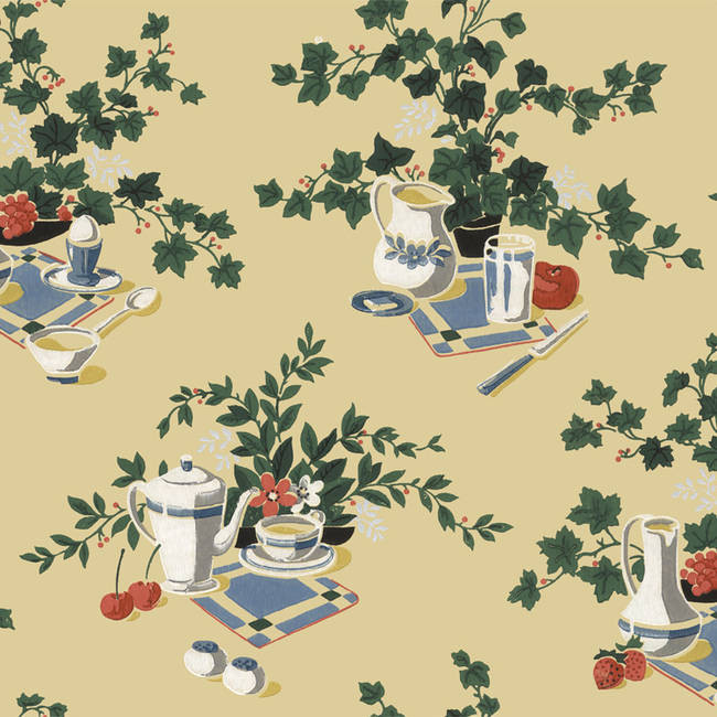 Vintage Kitchen Wallpaper
 Ivy Tea Party