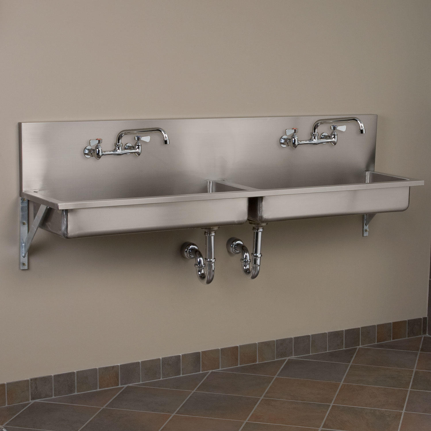 Wall Mounted Kitchen Sinks
 72" Double Bowl Stainless Steel Wall Mount mercial Sink