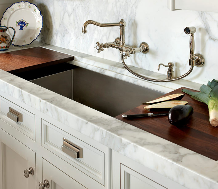 Wall Mounted Kitchen Sinks
 Sliding Cutting Board Sink Transitional kitchen O
