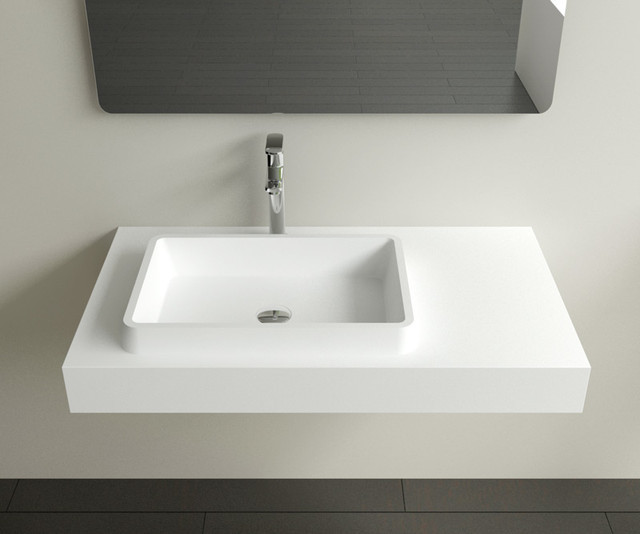 Wall Mounted Kitchen Sinks
 Rectangular STone Resin Wall Mounted Sink WT 01 Modern