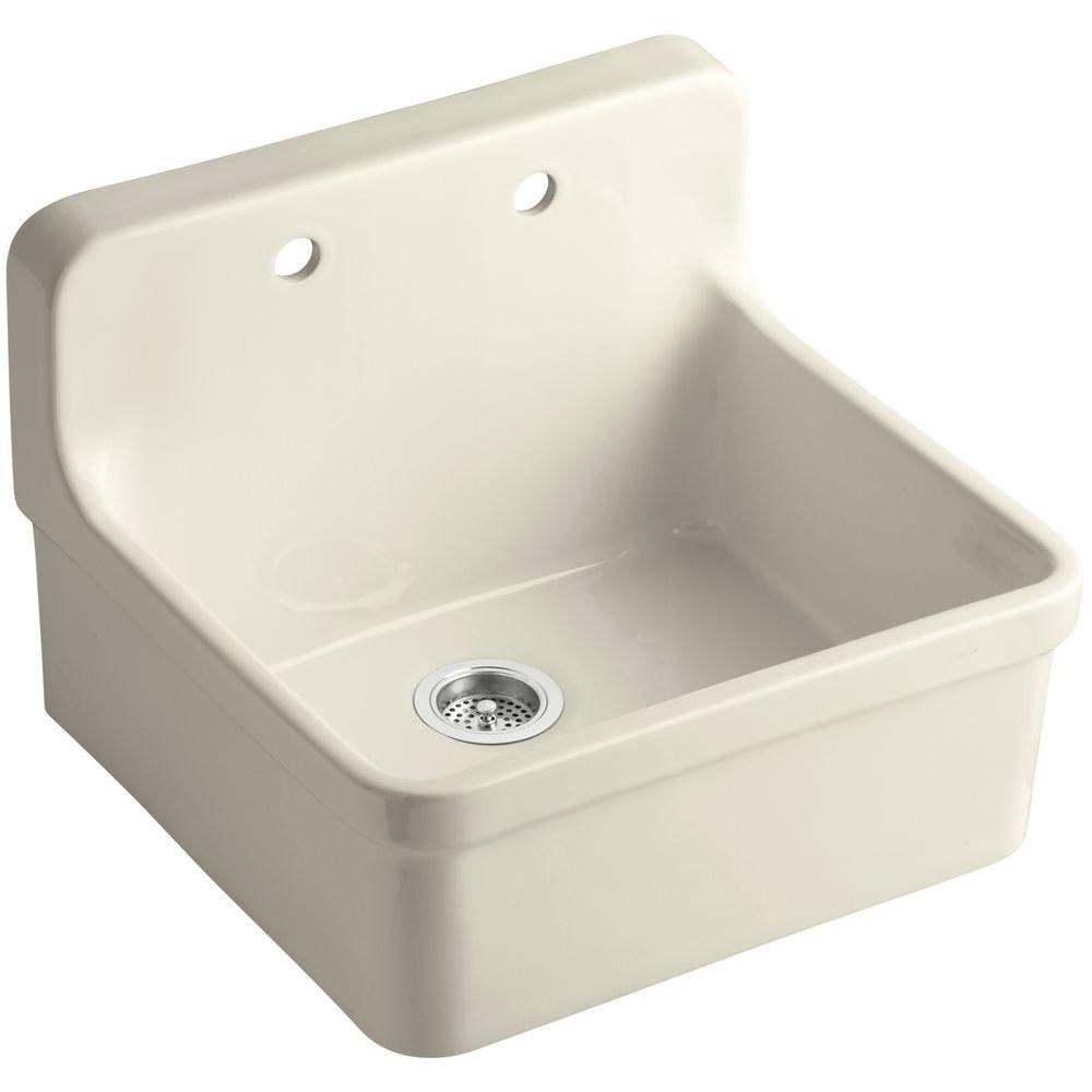 Wall Mounted Kitchen Sinks
 KOHLER Gilford Wall Mount Vitreous China 24 in 2 Hole