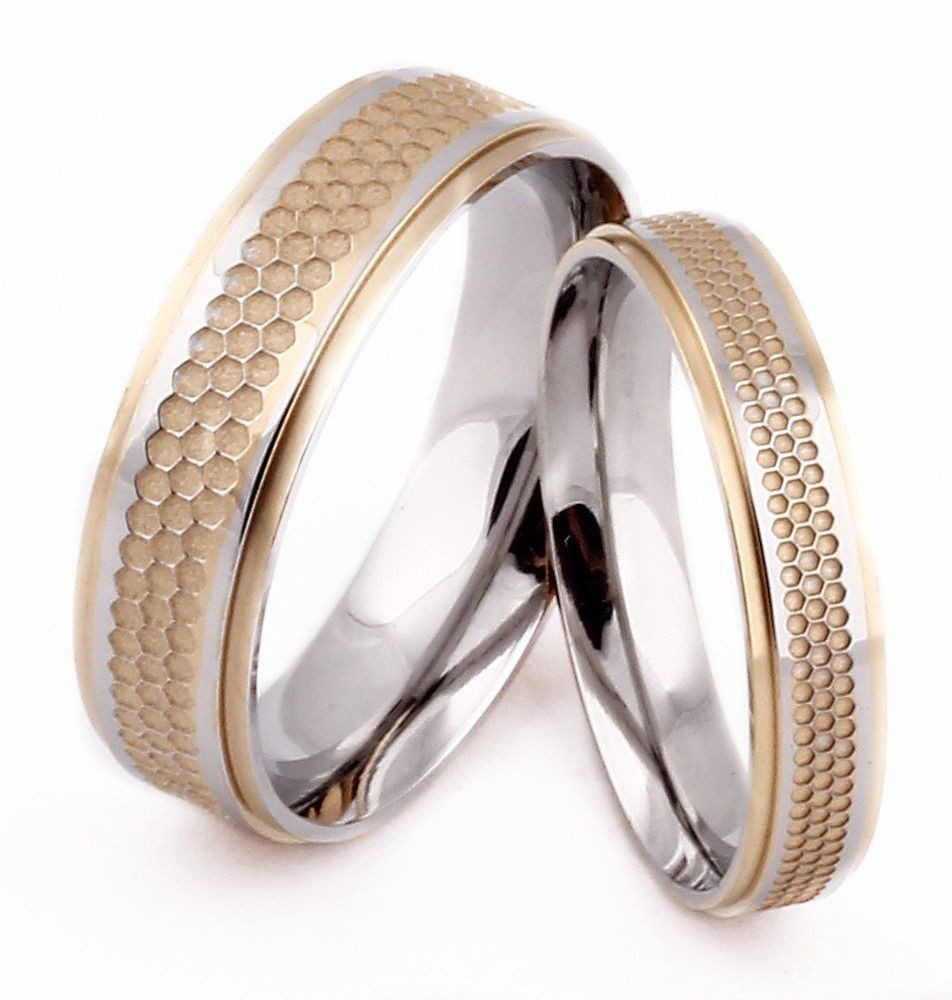 Wedding Bands Gold
 Couples Promise Ring Gold Silver 316L Stainless Steel