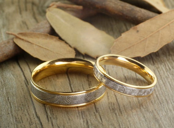 Wedding Bands Gold
 Handmade Gold Wedding Bands Couple Rings Set Titanium Rings