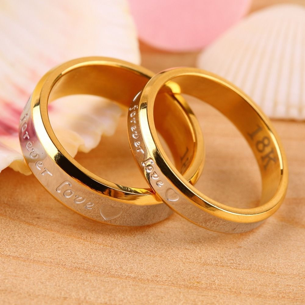 Wedding Bands Gold
 USA 2Pcs 18K Rose Gold Forever Love Couple Engagement