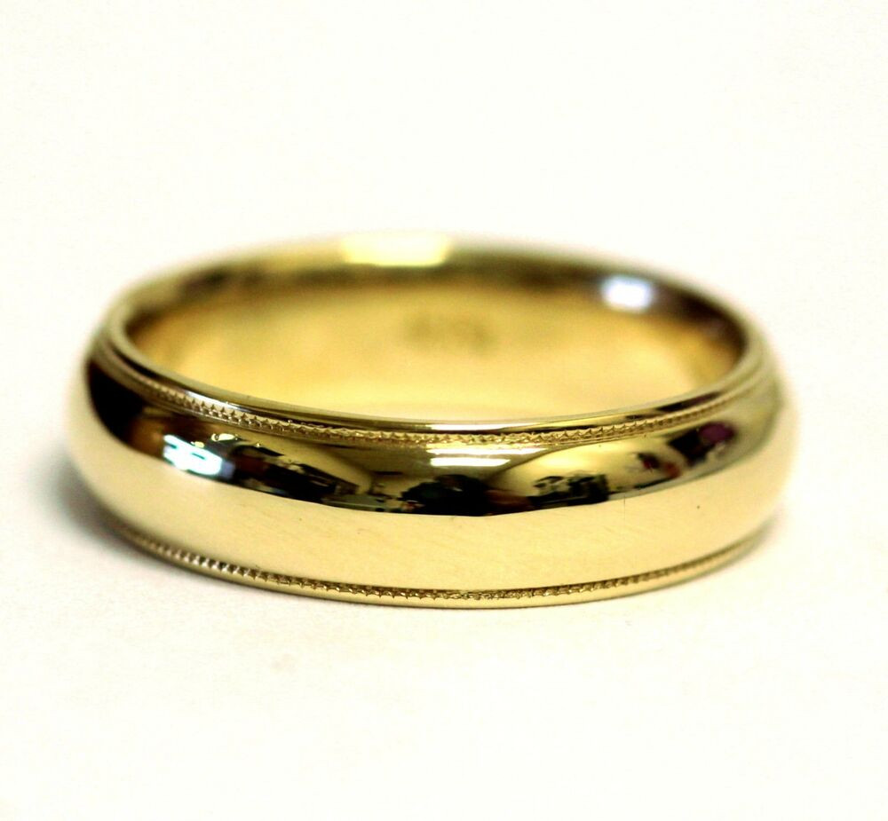Wedding Bands Gold
 14k yellow gold mens gents milgrain wedding band ring 6mm
