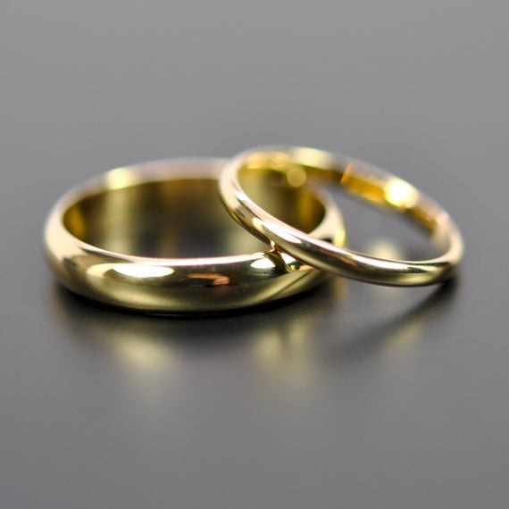 Wedding Bands Gold
 18K Yellow Gold Classic Wedding Band Set His and Hers Rings