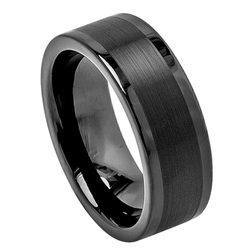 Wedding Bands Mens
 Black Tungsten Carbide Wedding Band Ring Mens Jewelry